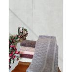%100 Pamuklu Fulya 6 Adet El Yüz Havlusu - 50 x 90 cm - Ekru - Kahverengi - Bej
