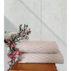 %100 Pamuklu Fulya Banyo Takımı 1 Adet 50X90 cm ve 1 Adet 90X150 cm Boy Havlusu - 90 x 150 cm - 50 x 90 cm - Ekru