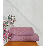 %100 Pamuklu Fulya Banyo Takımı 1 Adet 50X90 cm ve 1 Adet 90X150 cm Boy Havlusu - 90 x 150 cm - 50 x 90 cm - Mürdüm