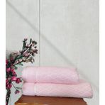 %100 Pamuklu Fulya Banyo Takımı 1 Adet 50X90 cm ve 1 Adet 90X150 cm Boy Havlusu - 90 x 150 cm - 50 x 90 cm - Pembe