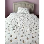 %100 Pamuklu Gemi Desenli Çocuk Nevresim Takımı - Emnvizyontekstil - Gri - 100 x 200 cm