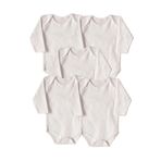 %100 Pamuklu Interlok Beyaz Uzun Kol 5'li Basic Bebek Badi Body Zıbın Set, 6 Ay