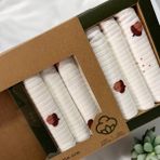 %100 Pamuklu Organik Kız - Erkek Bebek Ağız Mendili 7'li Set Kutulu - Standart - Beyaz