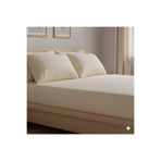 %100 Pamuklu Saten 120X200+30 Cm Lastikli Çarşaf Seti, Krem