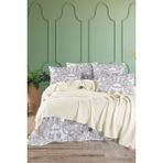 %100 Pamuklu Soho Premium Krem Renkli Tek Kişilik Ponponlu Pike Takımı - 160 x 240 cm