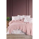 %100 Pamuklu Soho Premium Pudra Renkli Tek Kişilik Ponponlu Pike Takımı - 160 x 240 cm