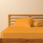 %100 Pamuklu Tek Kişilik Lastikli Çarşaf 120X200+30 | 50X70 Yastık Kılıfı ( 1 Adet ) - Turuncu - 120 x 200