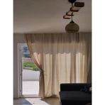 %100 Pamuklu Vintage Keten Perde Sade Düz Doğal Dokuma Güneşlik Pencere Perdesi Buldan - Bej - 100 x 200 cm