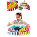 100 Parça Renkli Ahşap Domino Taşı Seti - Eğitici Oyuncak- Domino