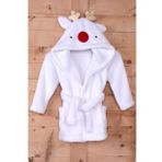 %100 Polyester Beyaz Çocuk Kapüşonlu Sabahlık Bornoz Ev Giyim