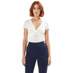 100 Polyester Fitted Vücut Bluz Renk V Yaka Yazlık Şık Görünüm Zarifane Tasarım Uzun Ömürlü_Ekru-M