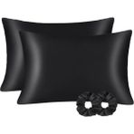 %100 Saten 50X70 cm 2 Adet Saten Yastık Kılıfı ve 2 Adet Toka Siyah Renk - 50 x 70