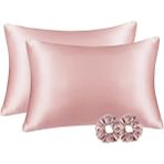 %100 Saten 50X70 cm 2 Adet Saten Yastık Kılıfı ve 2 Adet Toka Siyah Renk - Pudra Pembe - 50 x 70