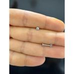 %100 Titayum Zirkon Tek Taş Labret Piericng 1 Adet - 3 mm taş - Gümüş
