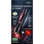 100 Watt 1000 Metre Menzilli Çakarlı Teleskopik Zoomlu Şarj Edilebilir Alüminyum El Fener