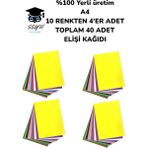 %100 Yerli Üretim A4 10 Renkten 4'er Adet Toplam 40 Adet Elişi Kağıdı