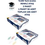 %100 Yerli Üretim Renkli Ataş 2 Paket 1 Paket 50 Adet Toplam 100 Adet Ataş