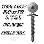 1000 Adet 3.9X16 Rysb Matkapuçlu Pul Başlı Akıllı Vida 1 Paket
