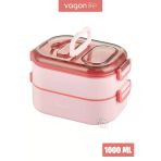 1000 Ml İki Kat Üç Bölme Paslanmaz Çelik Bento Lunch Box Yeni Nesil Sefer Tası-Sos Kaseli