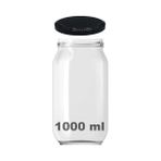 1000 ml Şeffaf Cam Kavanoz 1000 cc Konserve Metal Kapaklı Cam Kavanoz 6 Adet (Şeffaf, 1000 Cc)