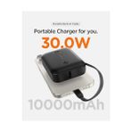 10000 Mah Ultra Mini 30W Usb-C + Usb-A Giriş/çıkış Hızlı Şarj 3 Portlu Powerbank/type-C Dahili Kablolu Taşınabilir Şarj Cihazı EA3010BT - ABA09023 - Option-1