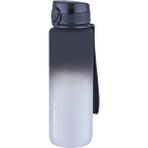 1000ML Büyük Boy Soft Touch Çift Renk Motivasyon Tritan Su Matarası (Siyah-Beyaz)