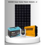 1000W Hazır Solar Paket - 2 | 400W Panel + Lifepo4 Lityum Akü | Tam Sinüs Inverter Off-Grid Güneş Enerji Sistemi