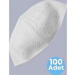 100'Lü Dokuma Örgü Desenli Takke Kaliteli Namaz Takkesi