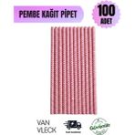 100’LÜ Zigzag Desenli Pembe Kağıt Pipet – Çevre Dostu, Tek Kullanımlık, Dayanıklı