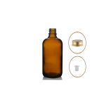 100Ml Kahverengi Cam Şişe, Sarı Metal Düz Kapaklı, 12 Adet, Cam Şişe, Esans Şişesi, Yağ Şişesi, Kozmetik Şişesi