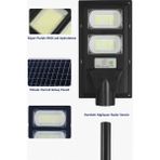 100W 100 LED Solar Güneş Enerjili Sokak Armatürü Hareket Sensörlü Uzaktan Kumandalı 3 Mod HL-5151 - Siyah