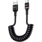 100W 7A Spiral Rgb LED Işıklı Spiral Type-C Hızlı Şarj ve Data Kablosu 1.6 Metre