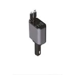 100W Süper Hızlı Araç Şarj Cihazı – Çift Type-C & Lightning Kablo, Dijital Göstergeli, 80Cm Kablo