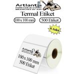 100x100 mm Barkod Etiketi Yapışkanlı 6 Adet Rulo Etiket Termal Barkot Terazi Etiketi 500 lü Barkod Yazıcılara 10x10cm