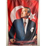 100X150 cm Atatürk Baskılı Türk Bayrağı – Raşel Kumaş, Çift Dikiş, Solmaz Renk