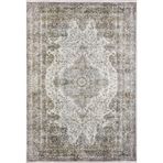 100x300 cm Faro Yeşil Madalyon Yün El Dokuma Modern Geometrik Etnik Eskitme Desenli Boho Oturma Odası Salon Yolluk Koridor Mutfak Halısı