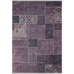 100x500 cm BialyBor Mor Yama İşi Yün El Dokuma Modern Geometrik Etnik Eskitme Desenli Boho Oturma Odası Salon Yolluk Koridor Mutfak Halısı