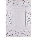 100x500 cm Rubtsovsk Gri Çerçeveli Yün El Dokuma Modern Geometrik Etnik Eskitme Desenli Boho Oturma Odası Salon Yolluk Koridor Mutfak Halısı