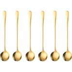 1010 Çelik Gold 6 Adet 18 Cm Uzun Tatlı Latte Ve Dondurma Kaşığı Cin510sr-6 Altın