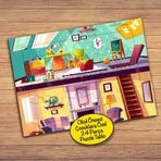 1021 Evde Eşya Düzeni Çocuklara Özel Puzzle Yapboz Tablo