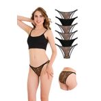 1025 Çift İp-Taş Detaylı 6'lı Bikini Külot Paketi, V6- Kahve Leopar x3, Siyah x3, STANDART