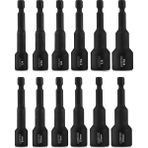 10250A Manyetik Altıgen Somun Anahtarı Master Kit, Cr-V Çelik, 6,35 mm Hızlı Değiştirme Altıgen Şaft, Sae ve Metrik, 12 Parçalı Set