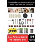 105 Parça Hobi Gravür Dremel Taşlama Ucu Mini Metal Ahşap Oyma Seti Parlatma Zımparalama Fırçalama