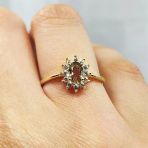 1,05Ct Zultanit 0,30Ct Pırlanta(Signty) Taşlı Anturajlı Vintage Tasarım Modern 925 Ayar Gümüş Yüzük