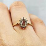 1,05Ct Zultanit 0,30Ct Pırlanta(Signty) Taşlı Anturajlı Vintage Tasarım Modern 925 Ayar Gümüş Yüzük