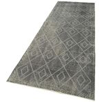 107x328 cm Geometrik Halı Gri Geometrik Yün El Dokuma Modern Geometrik Etnik Eskitme Desenli Boho Oturma Odası Salon Yolluk Koridor Mutfak Halısı
