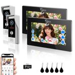 1080P Kapı Zili Kameralı 4 Kablolu Görüntülü Kapı Zili Daire İnterkom Sistemi, 7 İnç Monitör, 3'ü 1 Arada Kilit, TUYA Akıllı Ev Kapı Telefonu Kitleri Villa Ev için (Siyah (2 kapı zili+2 Monitör))