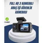 1080P Üç Kameralı Araç Kamerası Wi-Fi Destekli Park Modu G-Sensörlü