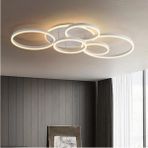 108W Kısılabilir 6 Halkalı LED Tavan Lambası Avize, 116 Cm, Beyaz