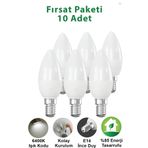 10EN 7 Watt Buji Mum Led Ampul E14 Ince Duylu 10 Adet Beyaz Işık